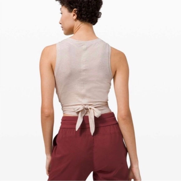 Lululemon Athletica Time to Restore Wrap Cream Yoga Tank Top Cropped - Picture 2 of 7
